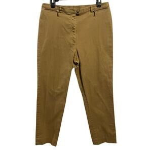 Lauren Jeans Co Womens Sz 12 Tan Light Brown Twill Pants Ankle 28 Inseam Stretch